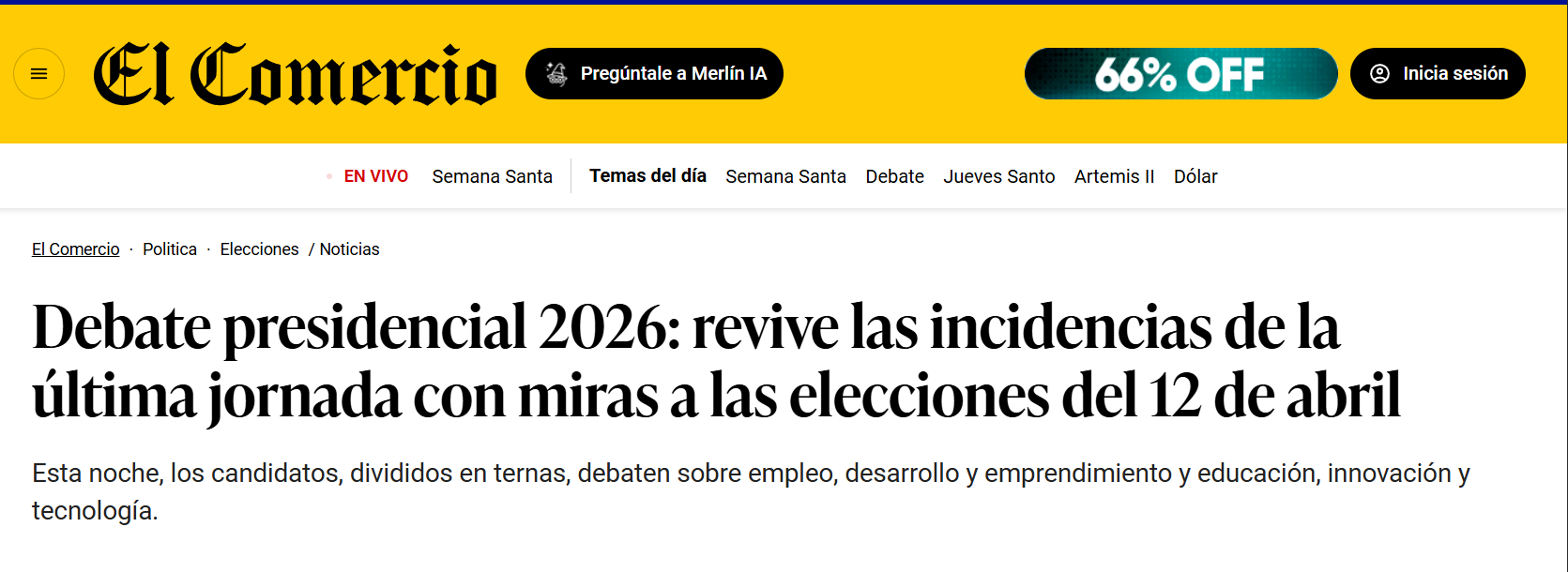 Titular de El Comercio